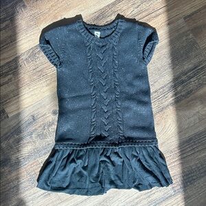 Black shimmer Knit Dress with Ruffle Hem
